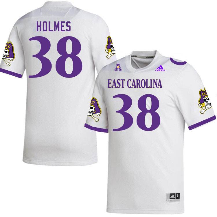 Men #38 Noah Holmes ECU Pirates College Football Jerseys Stitched-White